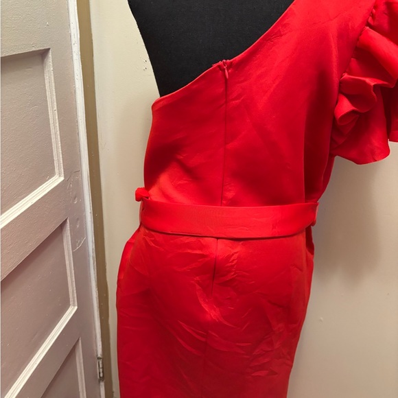Red One-Shoulder Ruffle Dress - Picture 3 of 7